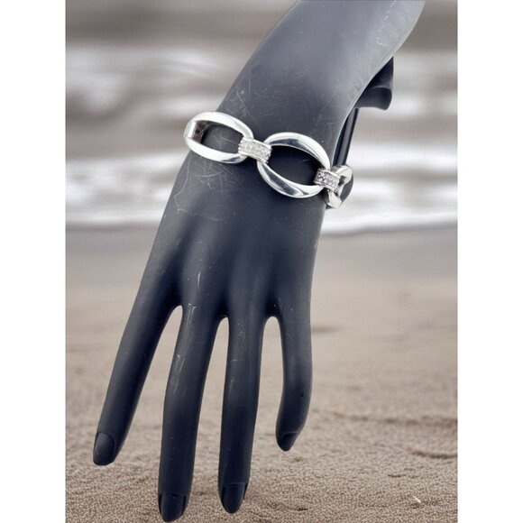 Brighton Meridian Bracelet Hinged With Crystals Silver Plated. - Picture 2 of 6